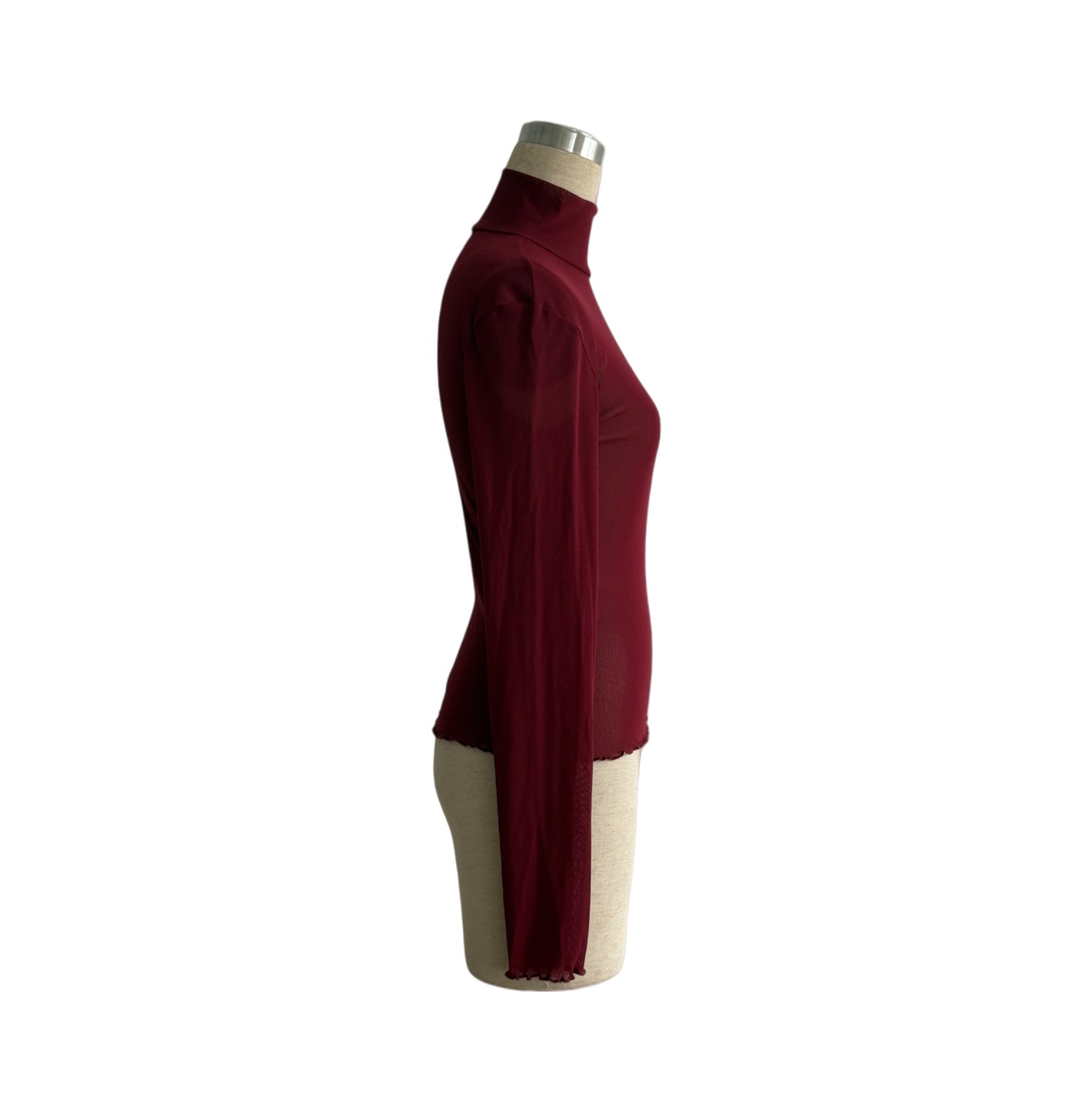 Womens Elegant Turtleneck Mesh Top Sexy Long Sleeve Semi-Sheer Slim T-shirts